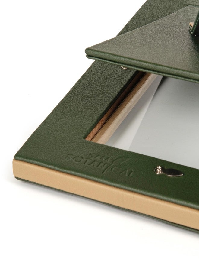 CASA BOTANICAL Dual Tone Hand Crafted Faux Leather Photo Frame Tabletop Decor for Home and Office| Perfect Birthday or Anniversary Gift Size: 8×10 Inches (Inner Size 4×6.5 Inches) Stylish Decorative Picture Frame Green - Image 3